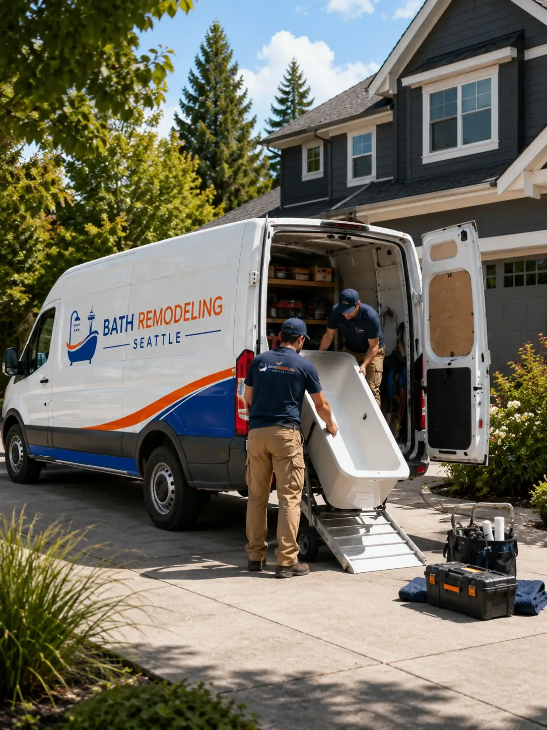 equipment unloading from van